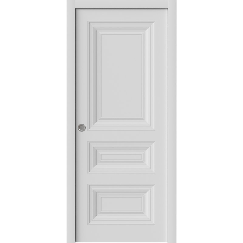 Sliding Pocket Door | ESSENTIAL 1233 White | Kit Rail Hardware | Solid Wood Interior Bedroom Doors, 32" x 80"