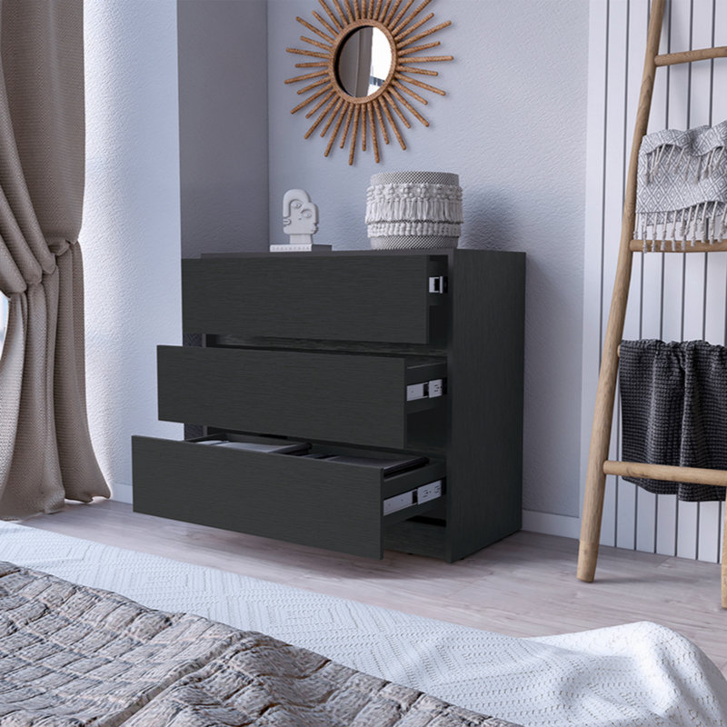 Commode 3 tiroirs, Noir