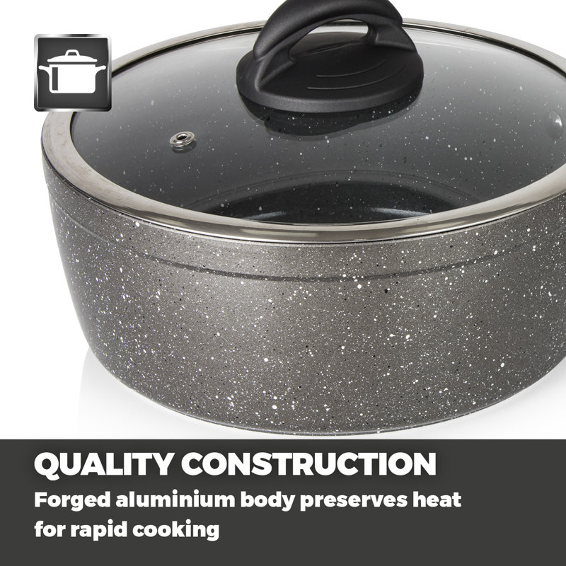 Tower Cerastone Forged Saucepan with Non-Stick Coating and Soft Touch Handle, Graphite, 18 - 22cm, 3.1 L