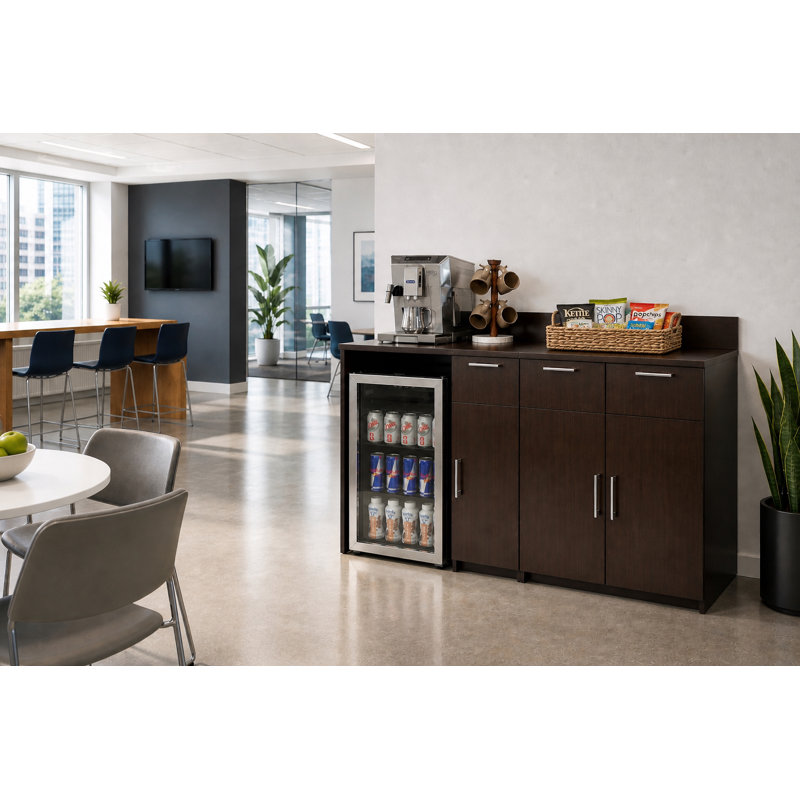 Commercial Grade Coffee Kitchen Lunch Room Cabinets Fully Assembled 72"W x 36"H  2 pc, Espresso