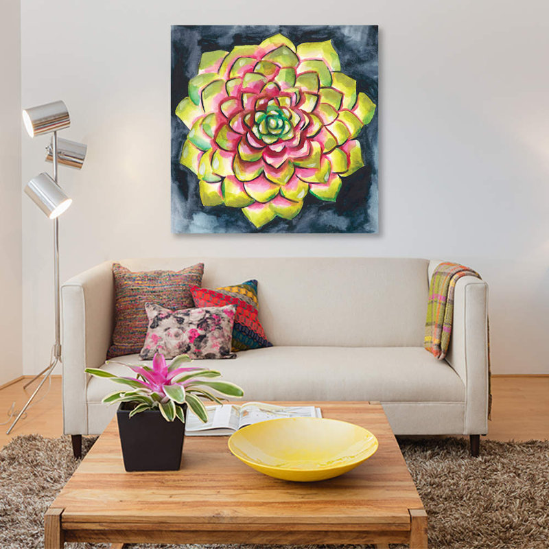 « succulent rosette iii », reproduction sur toile, H 18 po x l 18 po x P 1,5 po, Toile tendue, Pas de tapis