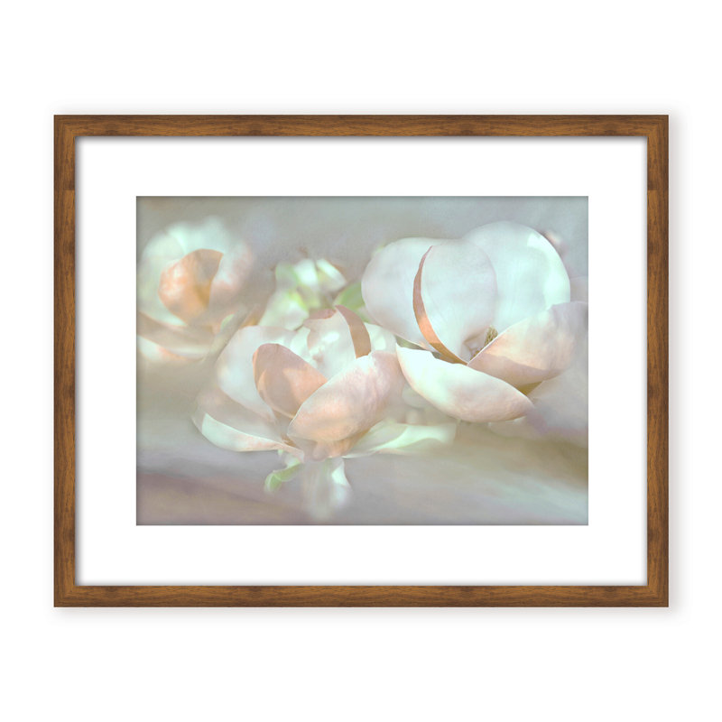 Nature Inspired Magnolia Dreams, 24" H x 30" W x 1.125" D, Framed Matted Print, White