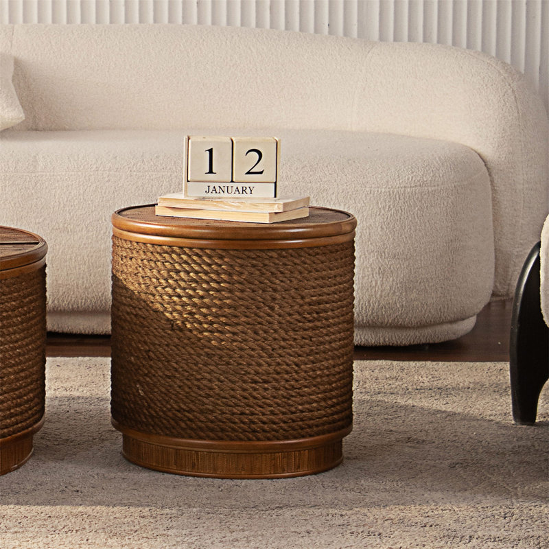 Table basse ronde avec rangement amovible, H 15,95 po x l 15,95 po x P 15,95 po