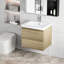 Meuble-lavabo de salle de bain, chêne naturel de 24 po, comptoir en résine, tiroirs à fermeture en douceur pour luxe et fonctionnalité moderne avec lavabo, armoire murale, tiroirs, éblouissement en chêne