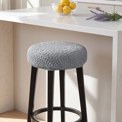 Polyester chai r covers Round Linen Bar Stool Cover Elastic Textured Fabric Slipcover For Adjustable Swivel Rolling Stool Seat Cushion Protector