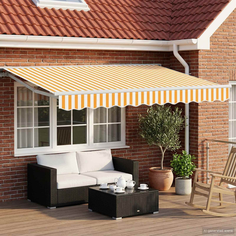 VidaXL Retractable, 300cm W x 200cm D, Yellow/White Striped