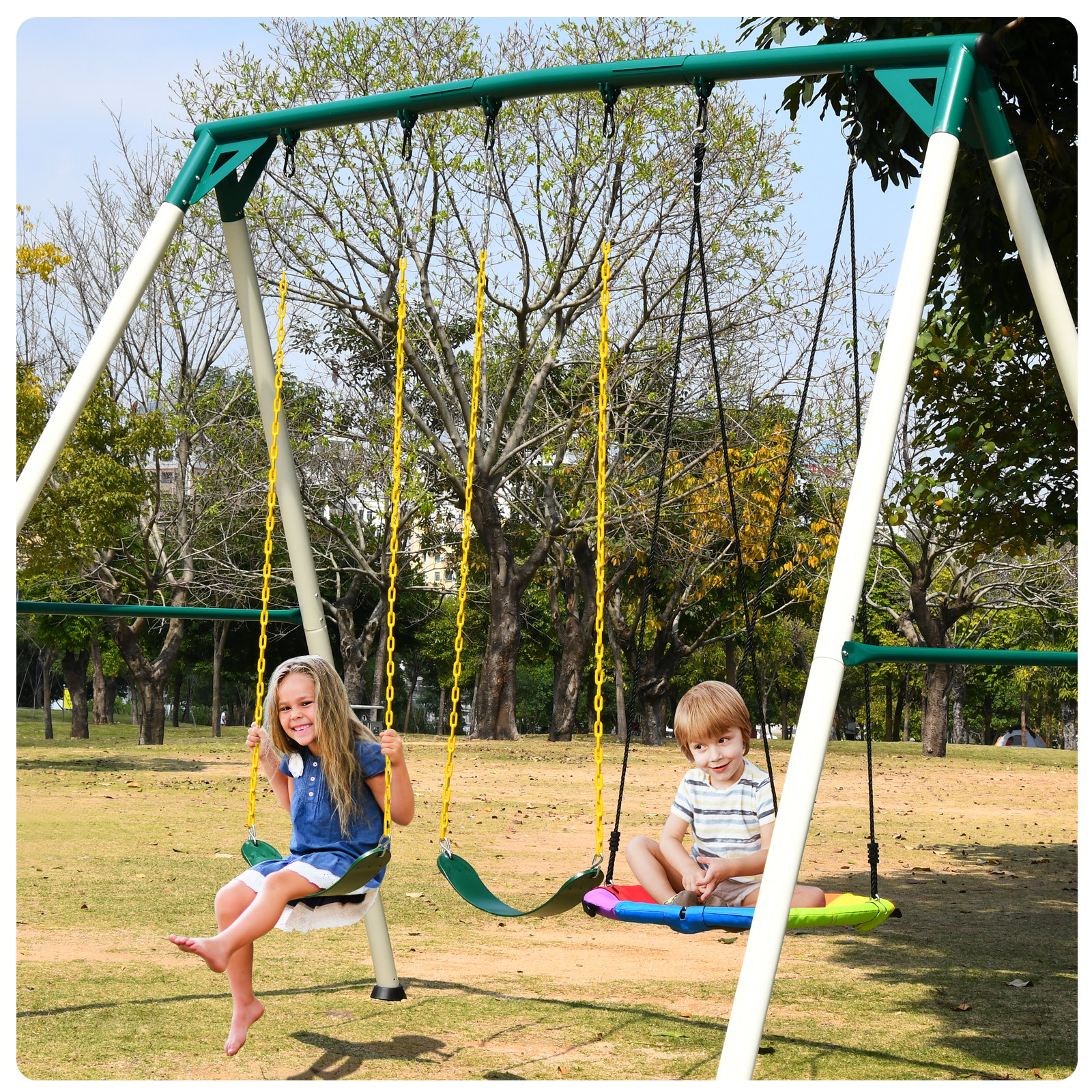 Backyard Swing Big Swing Set Klo Kick Heavy Duty Metal Swing Set