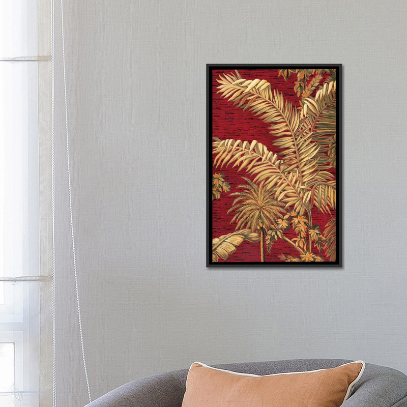 «Tropical I», reproduction d'art sur toile, Toile avec cadre noir, H 26 po x l 18 po x P 1,5 po, Blanc