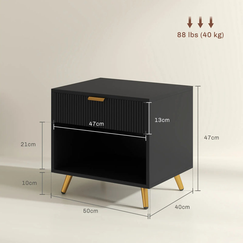 50cm W Manufactured Wood Bedside Table