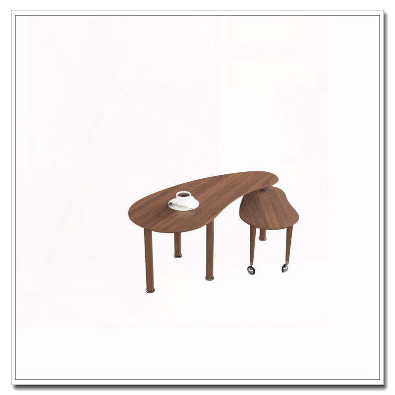 Table basse rotative avec pieds en bois d'hévéa massif, Noyer, Noyer