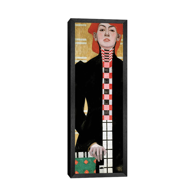 Portrait Of A Woman, 1909 by Egon Schiele - Painting on Canvas, Black Framed, 91.44cm H x 30.48cm W x 3.81cm D