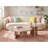 Blush pink marble nesting coffee table set with round tables, versatile living room centerpiece in minimalist style