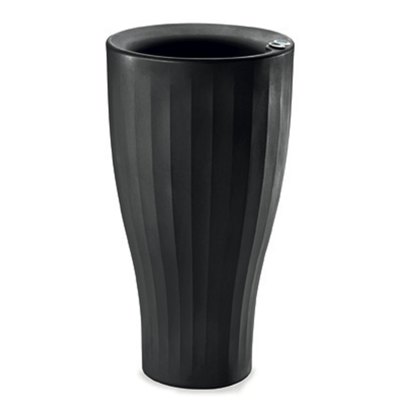 TruDrop Cup Self Watering Tall Planter, 29.53" H x 16" W x 16" D, Caviar Black