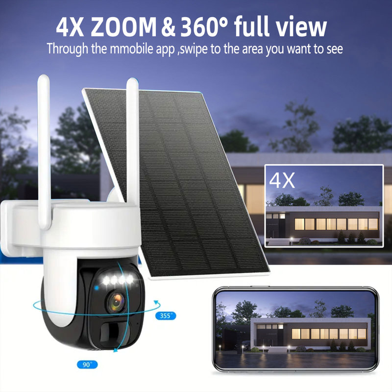 360 Wireless Home Camera With Artificial Intelligence Motion Tracking And Solar Energy