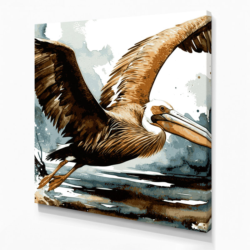 Oiseaux brun, art mural sur toile brun pélican, H 12 po x l 12 po