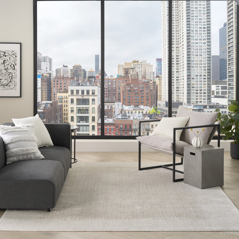 Tapis d'intérieur moderne ivoire DKNY Grand Street, Rectangle 7 pi 10 po x 9 pi 10 po