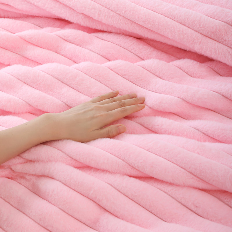 Fluffy Comforter Set 2 Pieces- All Seasons Heavy Faux Fur Comforter With One Pillowcase, Pink