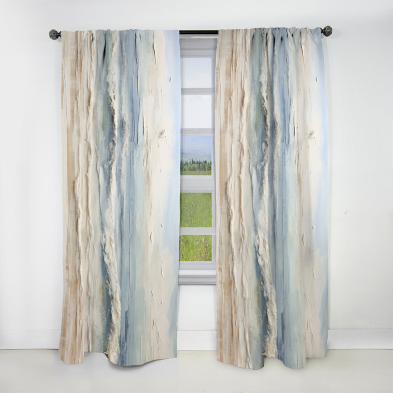 Beige And Blue Coastal Beach Paint - Coastal Beach Blackout Coastal Curtain - 1 Panel, 52" W x 95" L