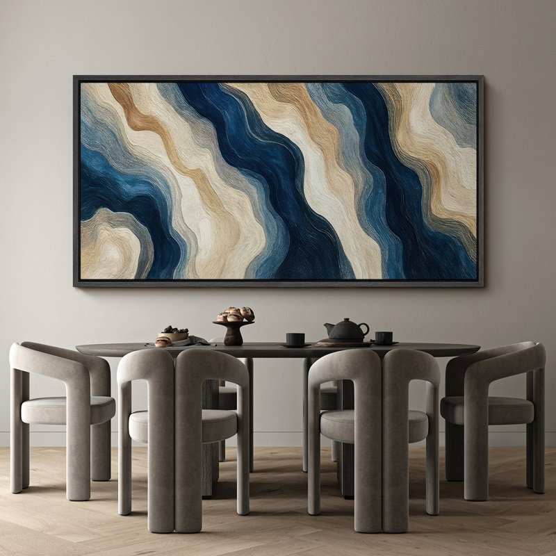 Grande impression sur toile encadrée - reproduction abstraite moderne pour décoration murale contemporaine, Noir