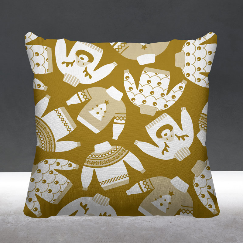 Coussin décoratif intérieur / extérieur Christmas, L 17 po x H 17 po, Or