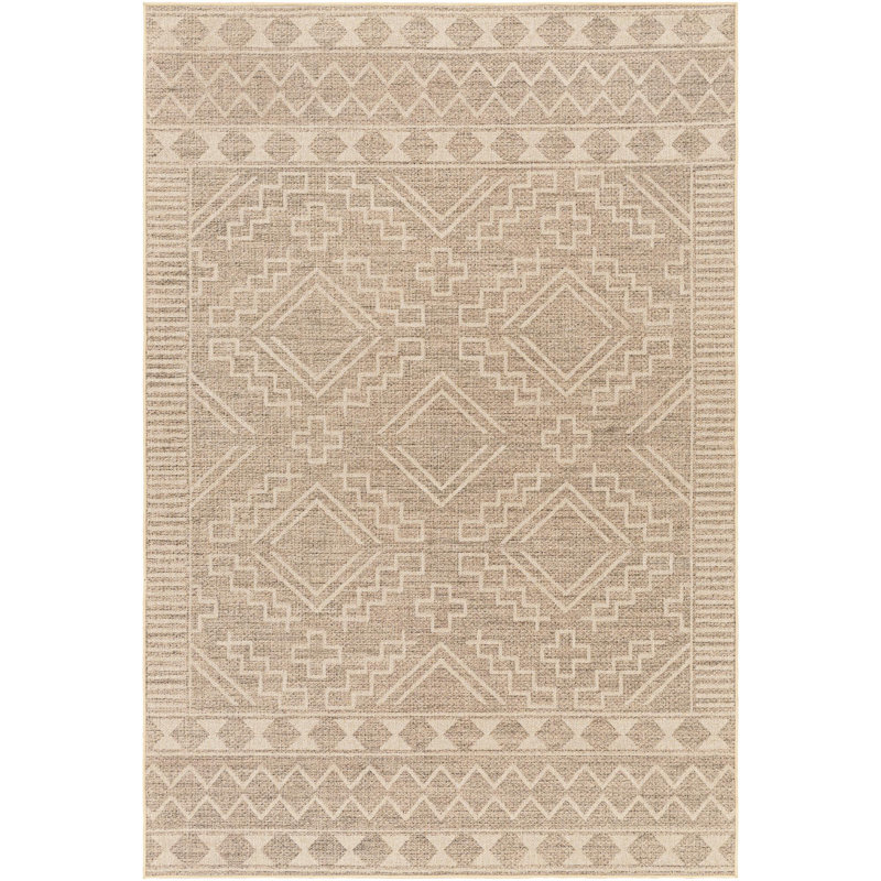 Khaki Machine Washable Area Rug, Rectangle 8' x 10'