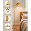 Lampe sur pied 63 po dorée pour le salon, lampe sur pied moderne avec abat-jour en raphia, interrupteur rotatif à intensité variable pour le bureau de la chambre à coucher, décoration boho