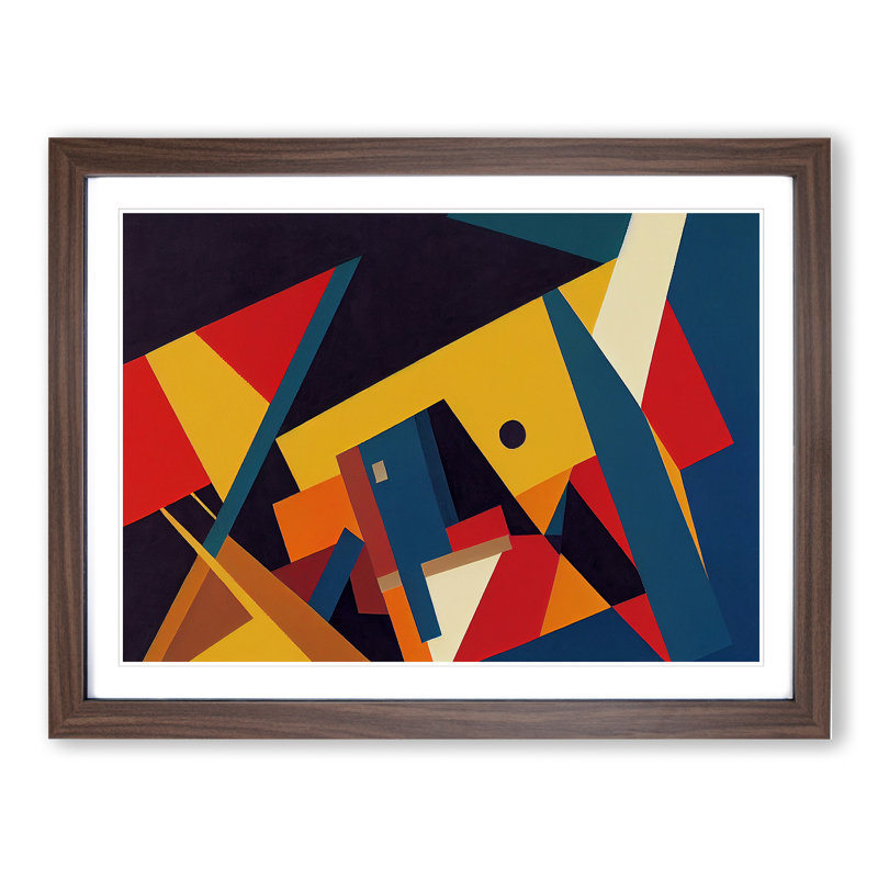 Abstract Art Suprematism Vol.3 - Single Picture Frame Print, 25cm H x 34cm W x 2cm D, Walnut