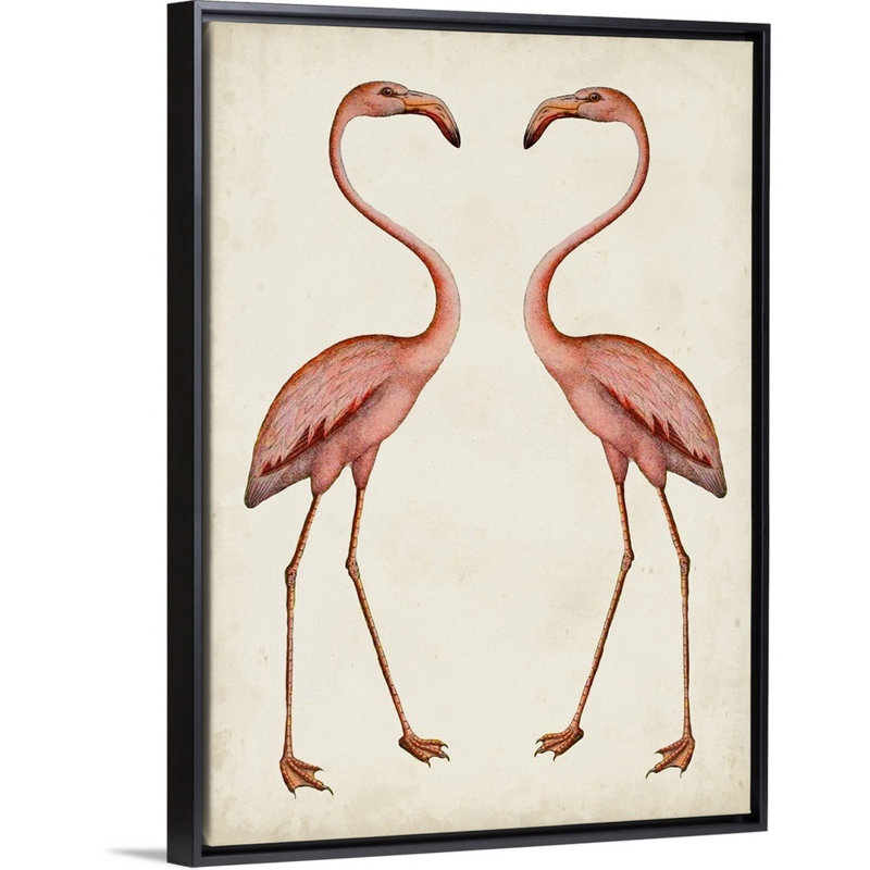 « flamant roses kids », art encadré, H 36 po x l 12 po x P 1,2 po, Cadre pour toile flottant noir