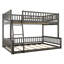 Lit double superposé au-dessus d'un grand lit double gris - Supporte les matelas sans glissières avec barrières de sécurité pour éviter les accidents pendant le sommeil