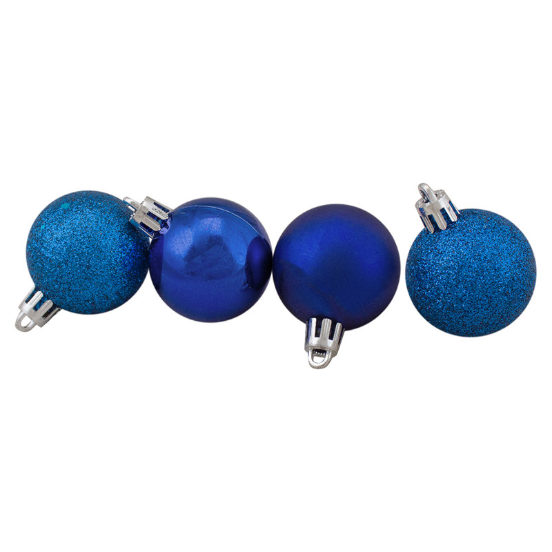 9 Ornement boule de Noël à 4 finitions incassable, Bleu royal