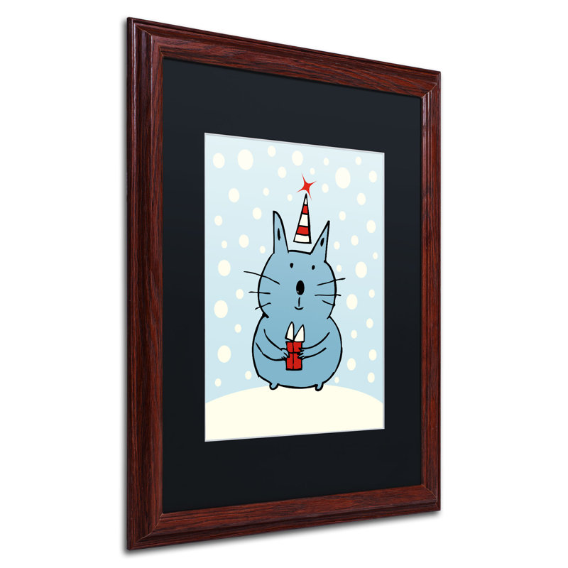 Art encadré «Christmas Snow Cat» par Carla Martell, Hollander, H 20 po x l 16 po