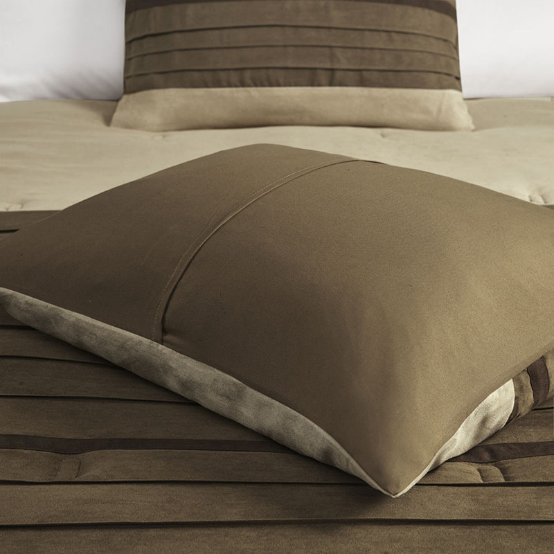 Ensemble d'édredon luxueux 7 pièces en faux suède naturel