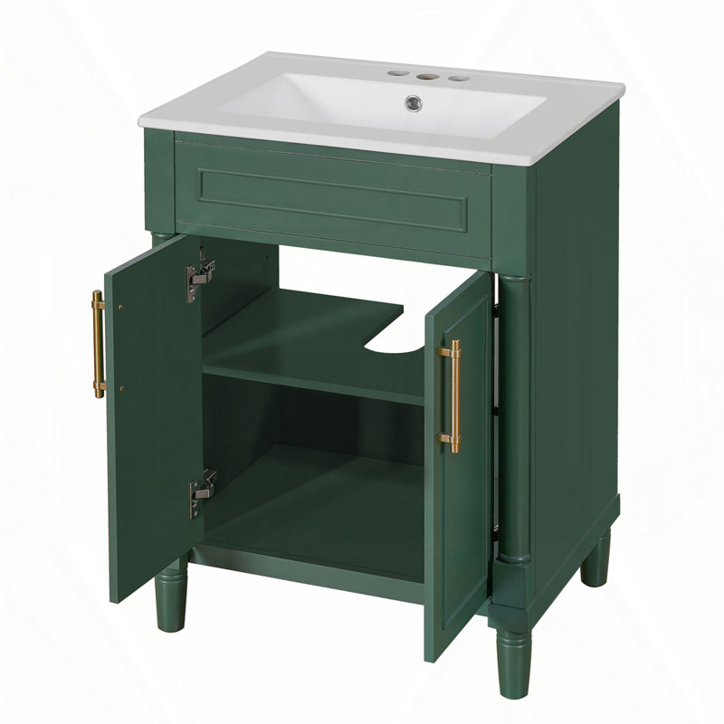 Meuble-lavabo 24 po avec lavabo en céramique, Vert