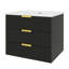 Armoire murale suspendue 24 po avec tiroir double, meuble-lavabo rectangulaire flottant avec trou de robinet simple et trop-plein, conception moderne avec lavabo en céramique-382036011