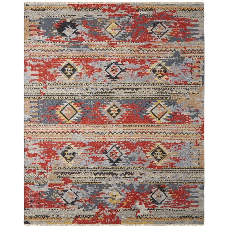 Zahara Hand Knotted Wool Area Rug, Rectangle 10' x 14'