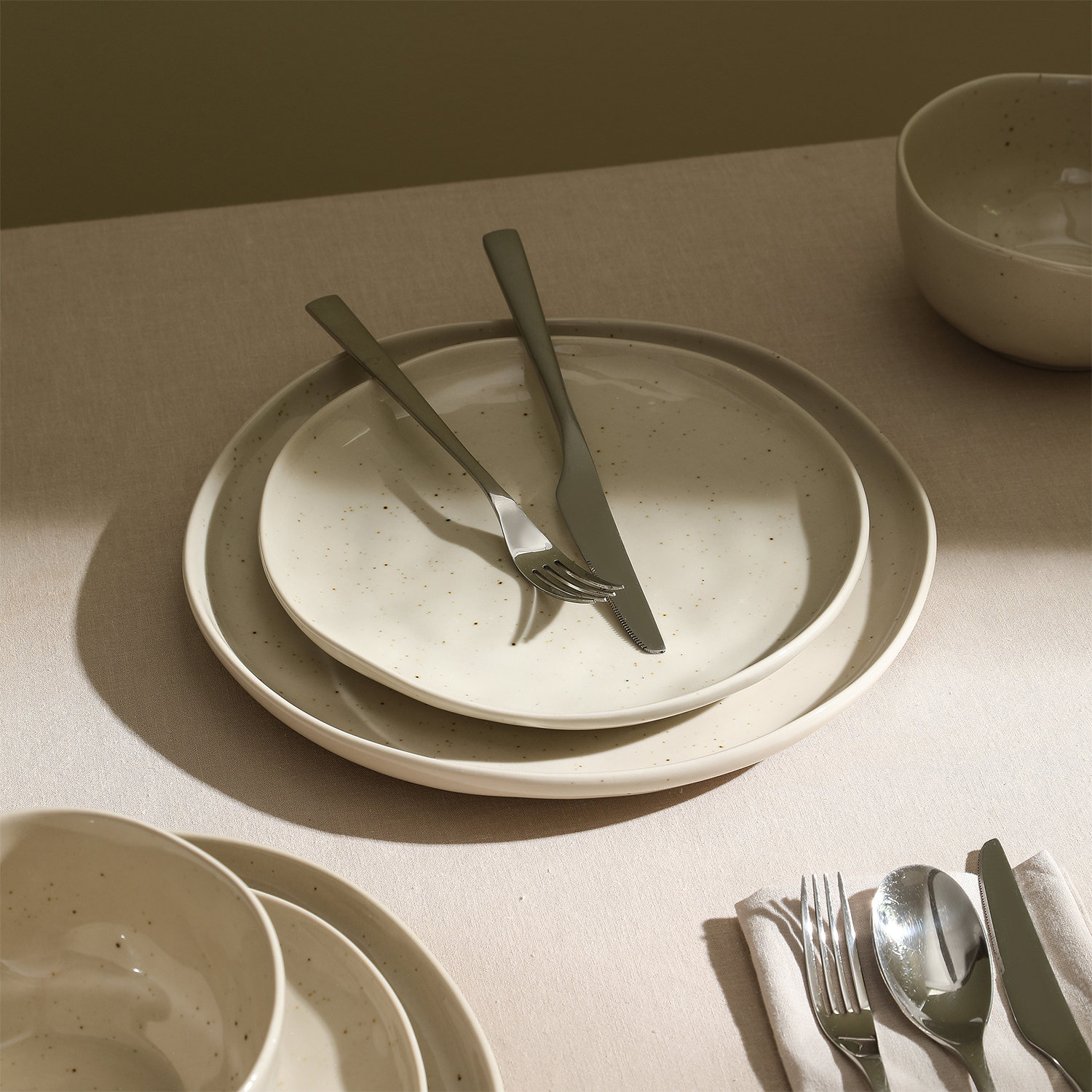 Mirella Stoneware Dinnerware Set, Beige