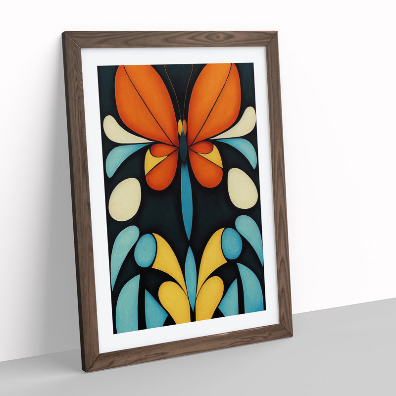 Butterflies in Abstract No.4 1 Piece Single Picture Frame Wall Art, 64cm H x 46cm W x 2cm D, Walnut