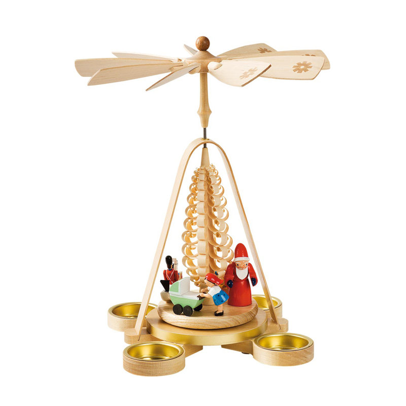Père noël avec jouets et pyramide arborescente