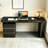 78.84"Rectangular black solid wood multi-layer board writing desk-1843284416
