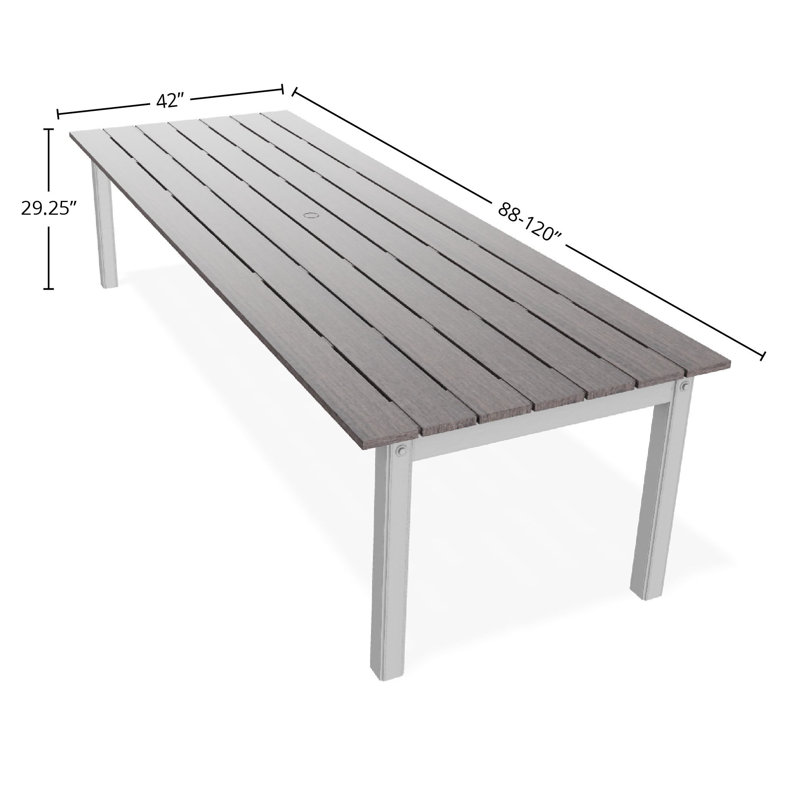 Table de salle à manger extensible 42 po x 120 po, Brun / Blanc