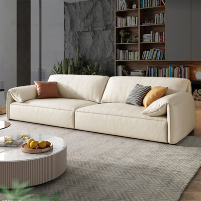 White Genuine Leather Modular Sofa cushion couch