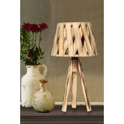 Lampe trépied en bois massif Sion