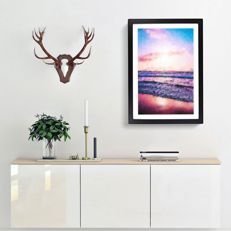 Pink Beach in Abstract - Framed Print, Black, 76cm H x 50cm W x 2cm D