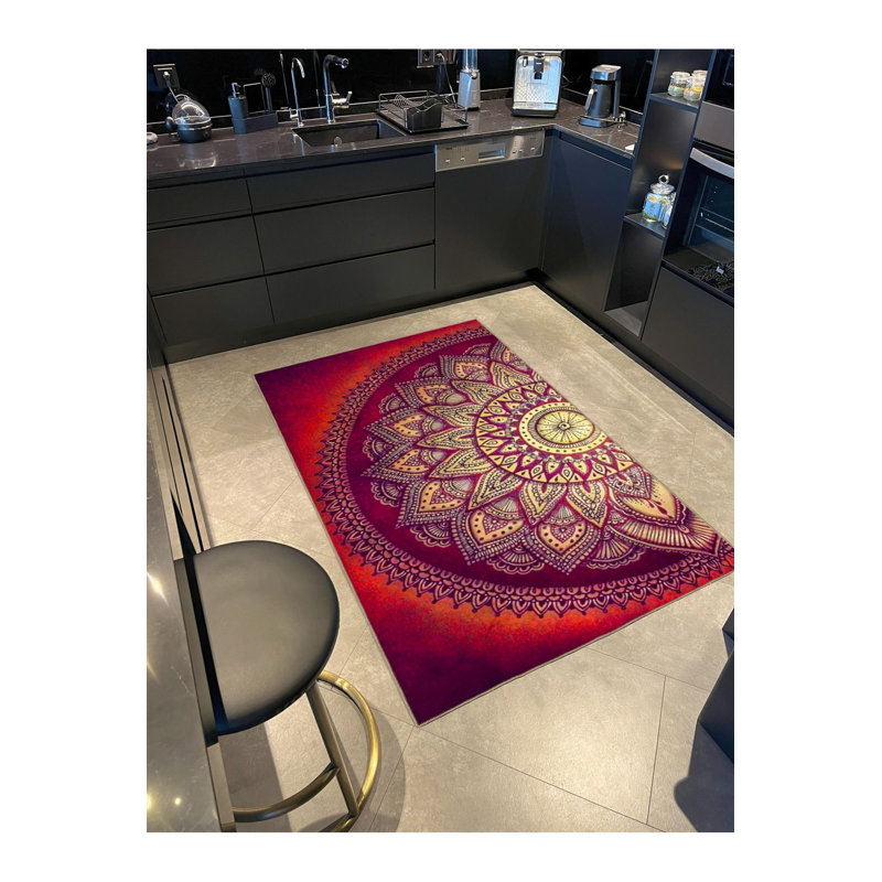 Half Star Themed Patterned Woven Base Washable Rug, Rectangle 2'4" x 3'11" Rug Pad Included