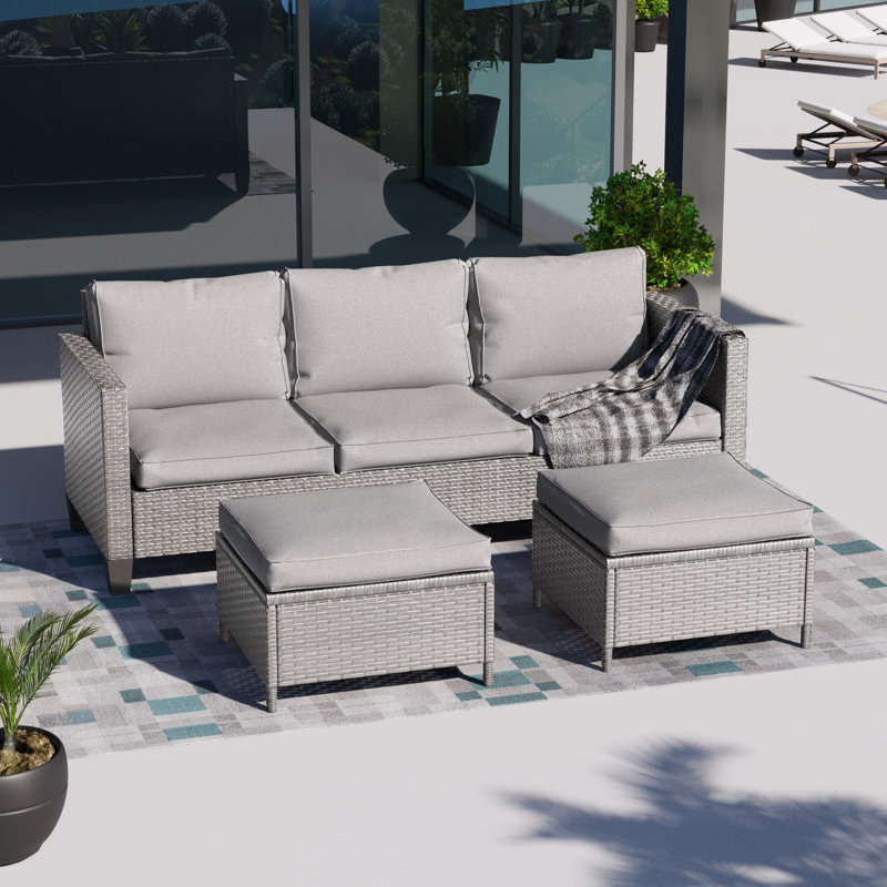 Adey 5 - Person Patio Conversation Set with Cushions, Linen Gray, Gray