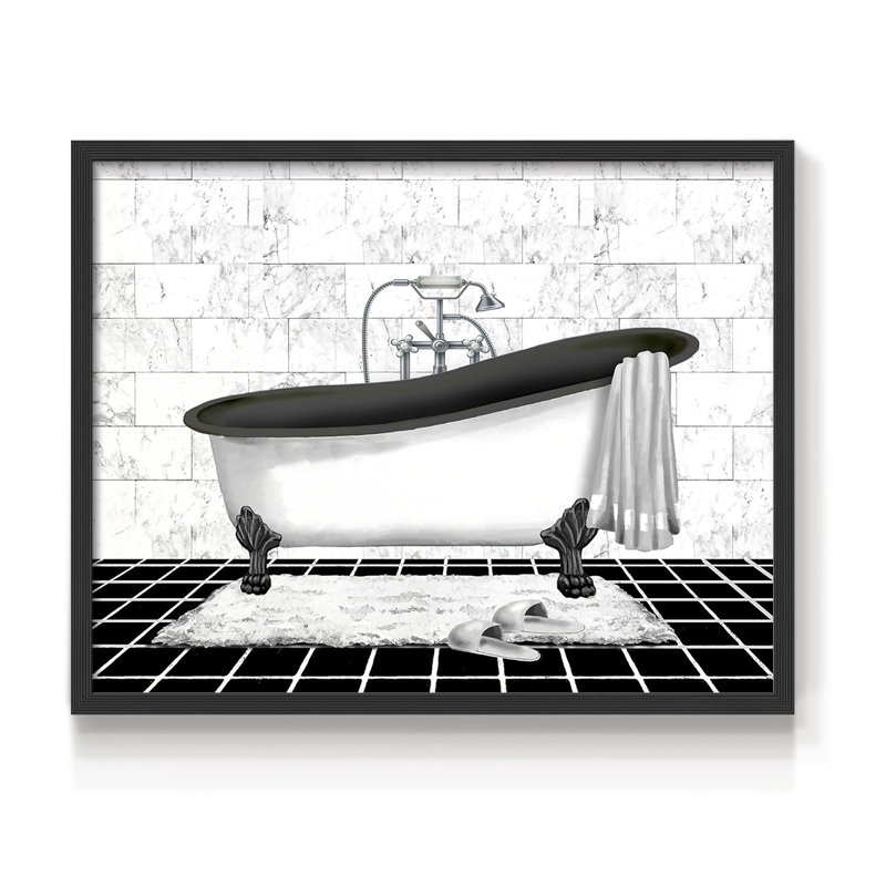 Modern Bath II -Framed Print - Restickable, H 22 po x l 28 po, Noir, noir, noir, noir