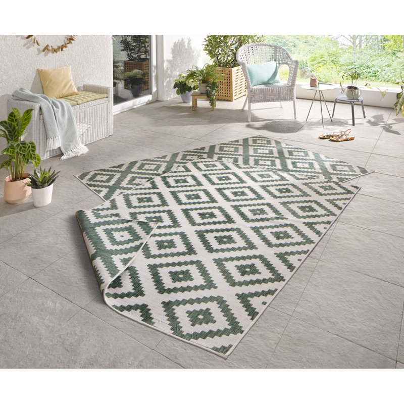 Malta flat-weave rug in green/cream, Rectangle 160 x 230cm
