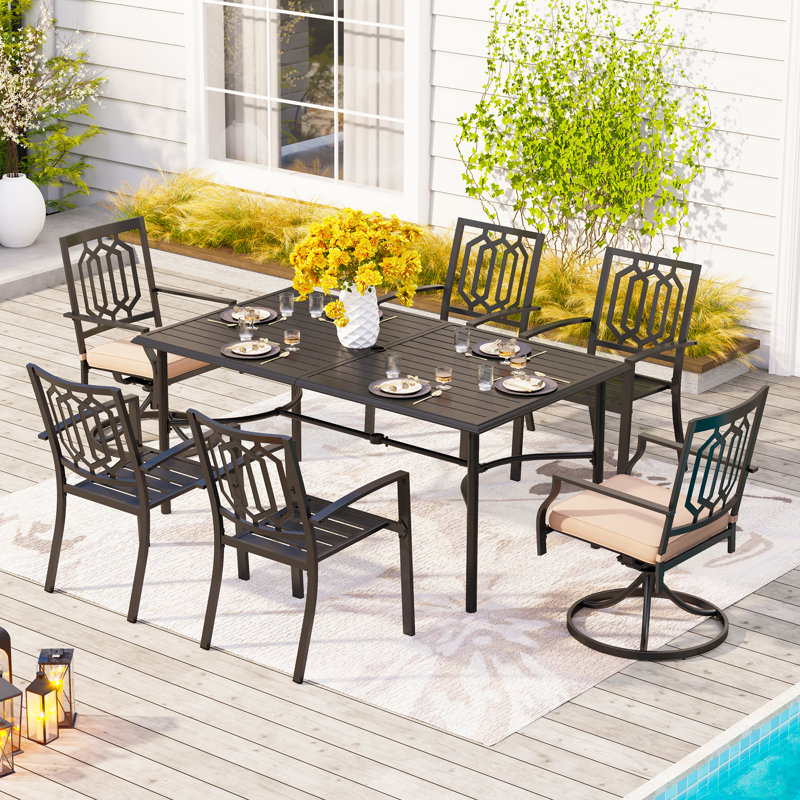 Salem 6 - Person Patio Dining Set with Rectangular Table , Cushions Included