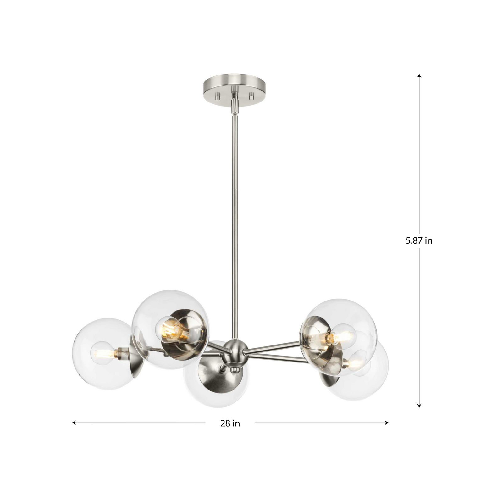 5 - Light Dimmable Sputnik Chandelier, Brushed Nickel
