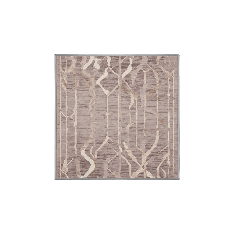 Machine Washable Gray Area Rug, Square 6'